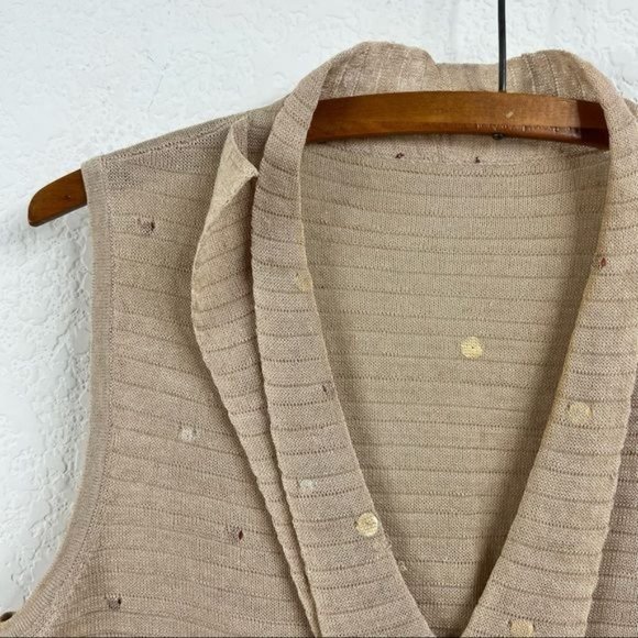 KENZO Paris Knit Interlocked Sequin Linen Woven Shell Sweater - Picture 3 of 6